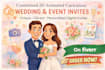 design customized animated caricature wedding invitation