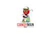 fun character candy man golf brand logo
