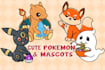 cute pokemon and mascot doodle style