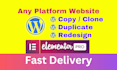 copy, clone, redesign, duplicate website using elementor pro