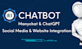 develop an ai chatbot by using manychat and chatgpt