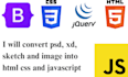 convert psd xd sketch and image into html css and javascript