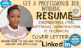 write engineering, software, construction, civil, technical, tech sales resume