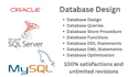design database and sql queries in sql server, oracle and mysql