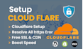 setup cloudflare CDN, SSL and fix dns issue