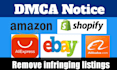 takedown copyright product listing on shopify, etsy, ebay, amazon under dmca