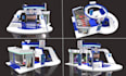 do creative exhibition and trade booth, stand with a 3d logo