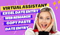 do typing, copy paste, date entry,web research, excel