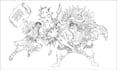 draw your favorite anime character into black and white line art