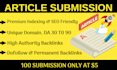 create 100 quality article submission backlinks on da websites