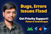debug and fix bugs in your flutter or android mobile app