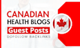 do guest post in canadian health blog, domain authority 50