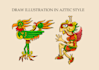 draw aztec and maya illustration in my style