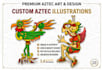 draw detailed aztec and maya illustration in my style