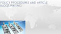 provide policy and procedure writing on aml cft and risk