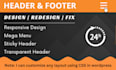 design, and redesign responsive header and footer, mega menu