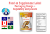 design fda, fsanz, eu, cfia, gcc food supplements labels