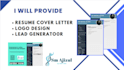 make  professional logo design, resume cover letter , lead generator