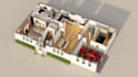 do architectural and interior design 2d 3d floor plan kitchen bath bed render