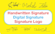 digital handwritten signature, signature logo, white paper, brochure design