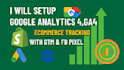 setup google analytics 4, ga4 ecommerce tracking with gtm and fb pixel