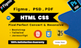 psd to HTML figma to HTML  CSS bootstrap 5 responsive