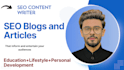 write education, lifestyle, personal development blogs and articles