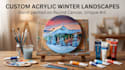 paint a custom acrylic winter landscape on a round canvas