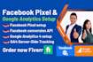 set up facebook pixel and google analytics