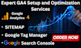 setup google analytics 4, search console, conversion event tracking on website