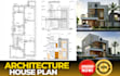 draw 2d floor plan, architectural house plan using autocad and chief architect