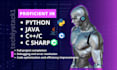 finish your java, node js, expressjs and python projects