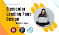 create responsive landing page with elementor pro or custom website design
