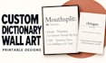 design custom dictionary definition wall art for etsy