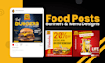 design creative food posts, ads, banners, covers