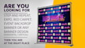 design step and repeat backdrop, billboards and street signs