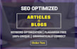 write SEO optimized articles, blogs, and website content