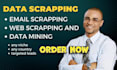 data entry, email scrap, web scrapping, and data collection