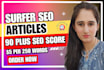 write surfer SEO optimized articles with 90 plus score