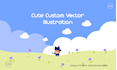 do cute vector illustration custom size as requested