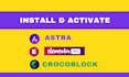install elementor pro, astra pro, astra pro agency bundle and crocoblock plugin