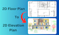 make elevation with 2d architectural floor plan in autocad