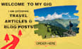 write SEO travel articles and blog posts for travel guide