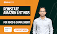 help solve amazon listing suppression issue for health supplement, food skus