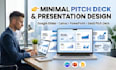 design minimal pitch deck, google slides, canva saas powerpoint presentation
