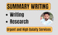 do essay writing, research and summary writing
