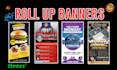 design a roll up, retractable banner, standee display