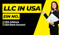 create llc in USA with ein and bank account