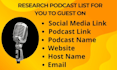 research podcast list for you to guest on