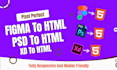 convert pixel perfect figma to html, psd to html, xd to html